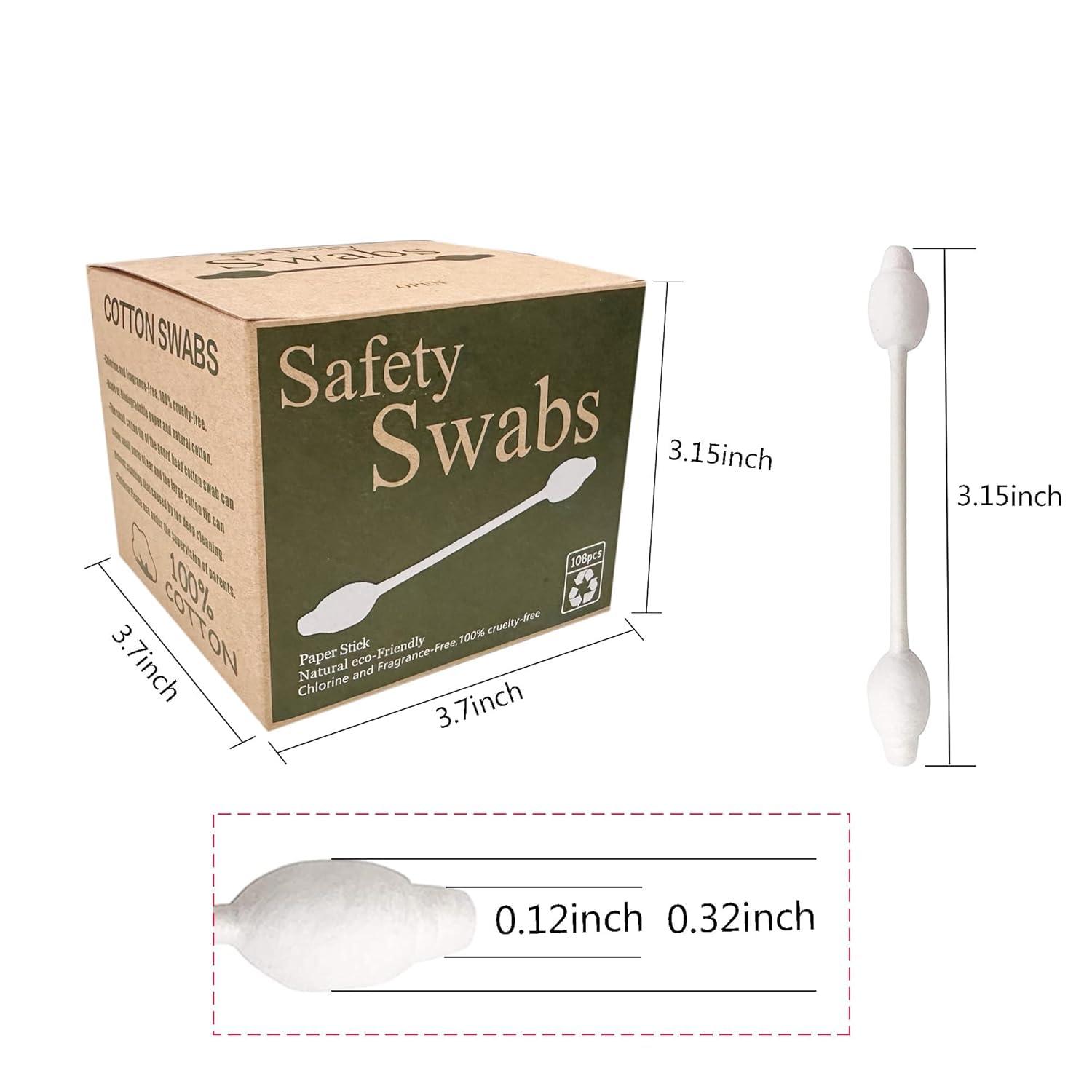 image2 Packs Safety Cotton Swabs with Large Tip Baby Cotton Buds 216pcs216pcs