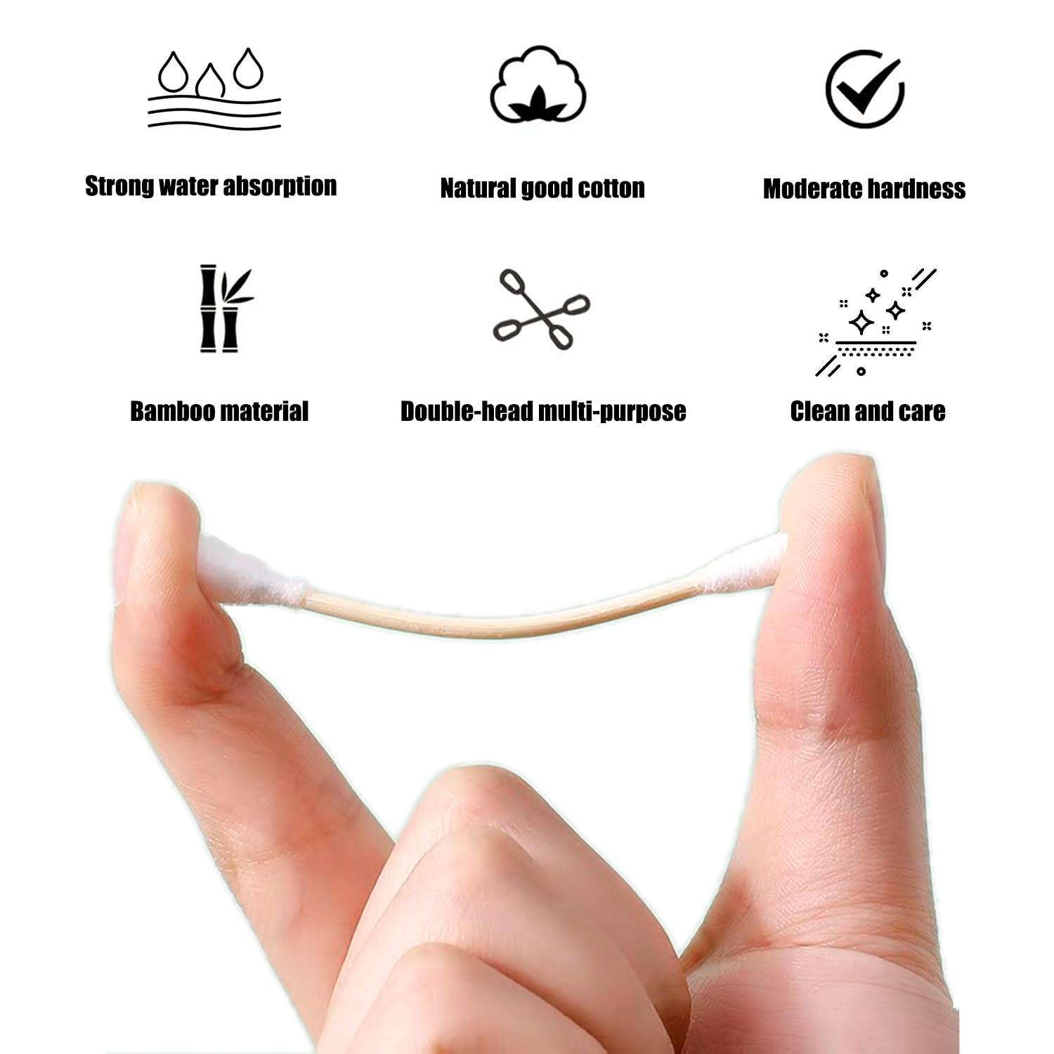 imageThick Cotton SwabsXL Size Natural Bamboo Cotton BudsOrganic Biodegradable Large Double Tips Swabs Extra Absorbent Cotton Swabs For CleaningXL PrecisionRound tip 756pcs