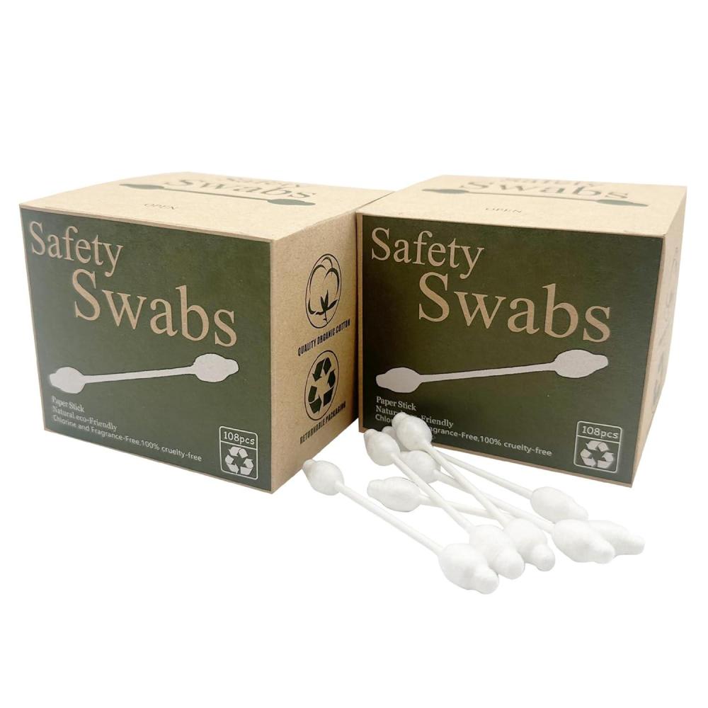 image2 Packs Safety Cotton Swabs with Large Tip Baby Cotton Buds 216pcs216pcs