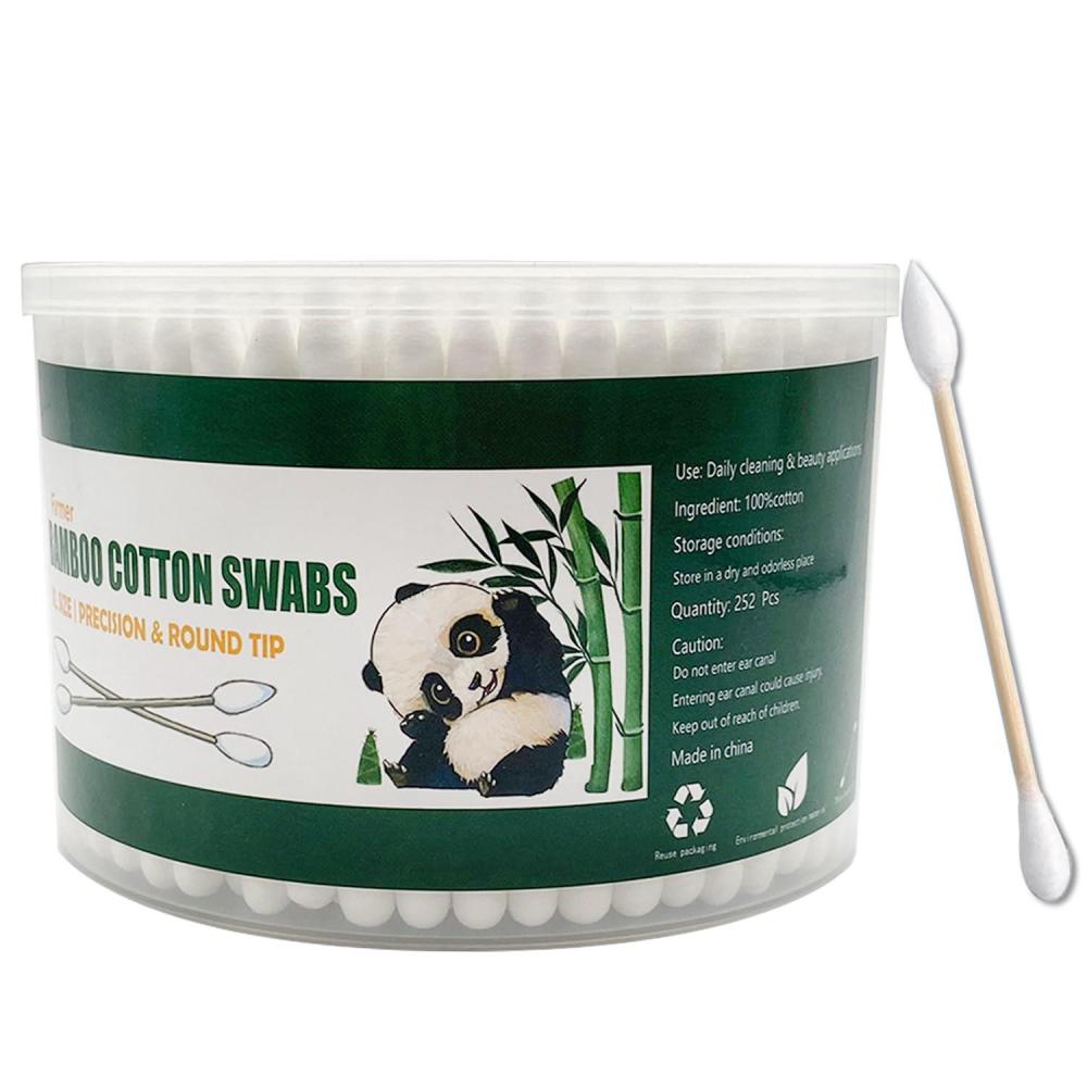 imageThick Cotton SwabsXL Size Natural Bamboo Cotton BudsOrganic Biodegradable Large Double Tips Swabs Extra Absorbent Cotton Swabs For CleaningXL PrecisionRound tip 252pcs