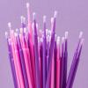 600PCS Microswabs for Eyelash Extensions，Disposable Micro Applicators Brush for Cleaning and Applying Make-up Pink (Head Diameter: 2.0mm)(Purple)