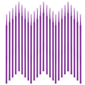 600PCS Microswabs for Eyelash Extensions，Disposable Micro Applicators Brush for Cleaning and Applying Make-up Pink (Head Diameter: 2.0mm)(Purple)