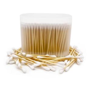 Bamboo Cotton Swabs, Biodegradable Wood Cotton Buds 1000pcs(Bamboo 900pcs)